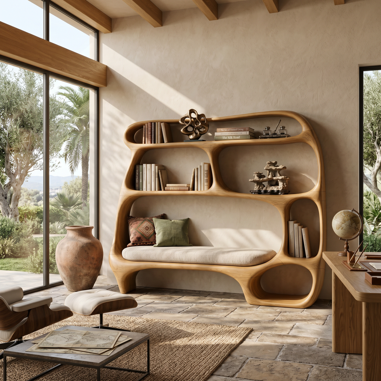 Contemporary Organic Bookshelf For Modern Living Room