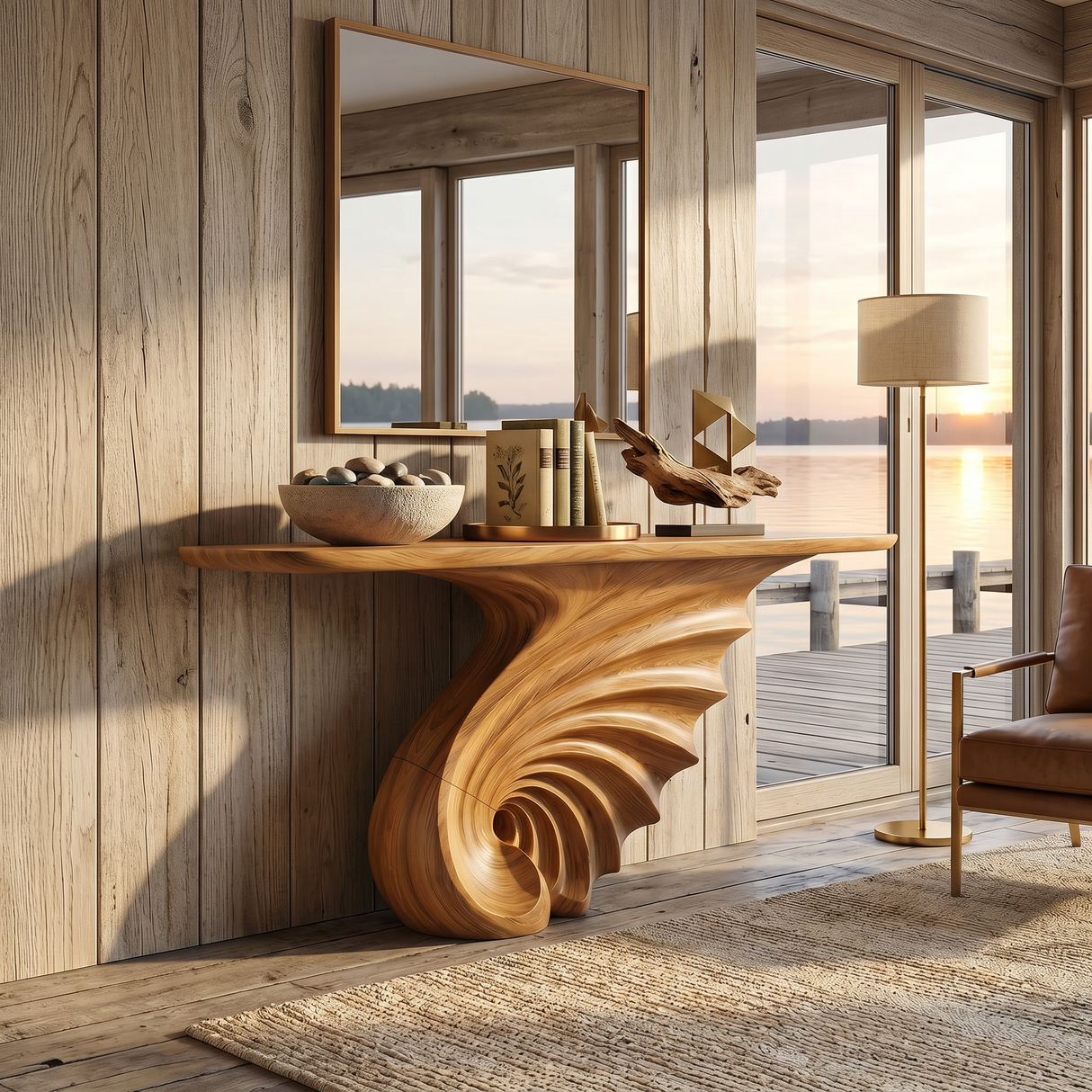 Luxury Spiral Base Console Table Contemporary Villa