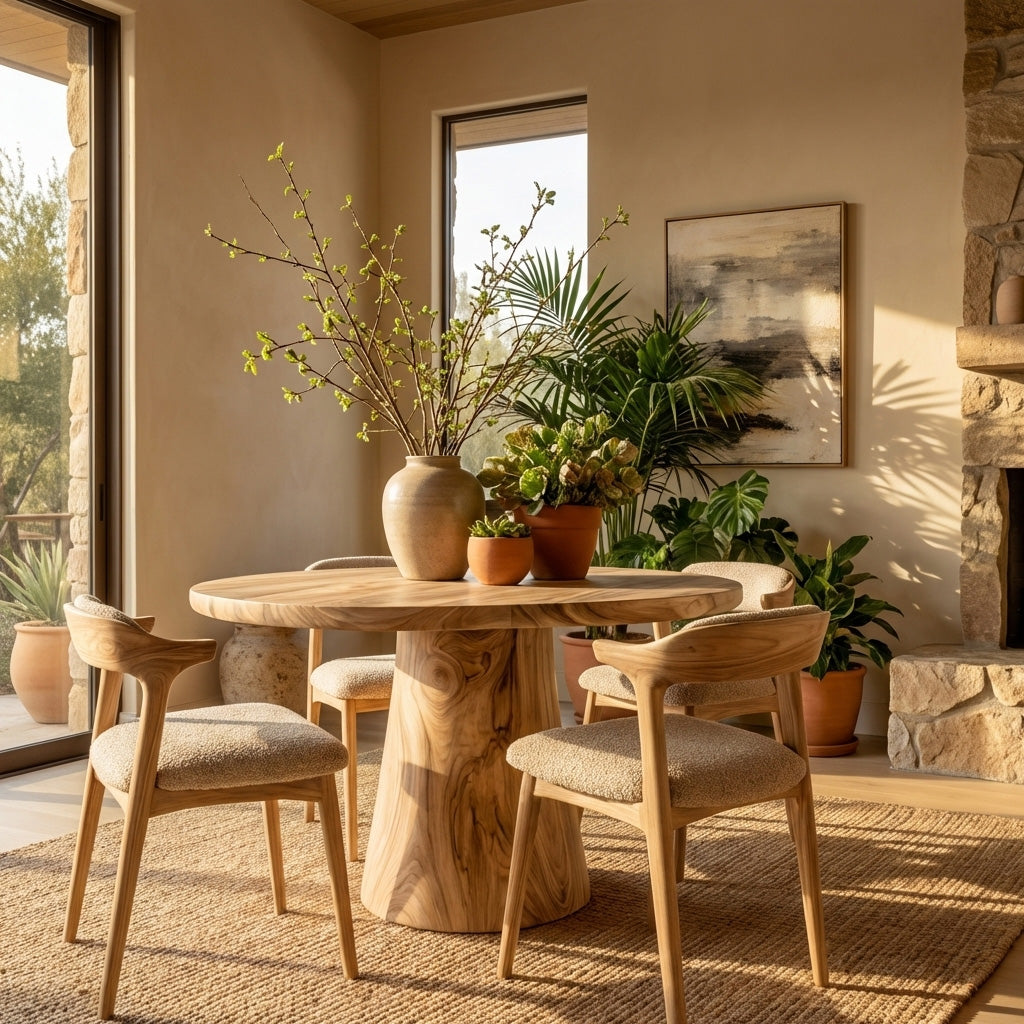 Minimalist Wooden Sculptural Dining Table For Dining Room