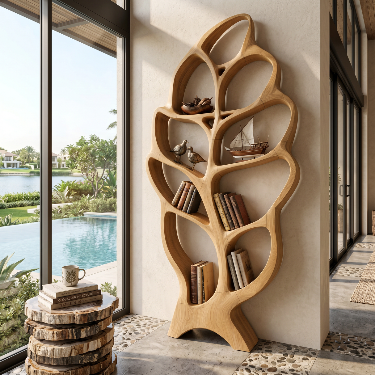 Modern Architectural Bookcase For Contemporary Living Room