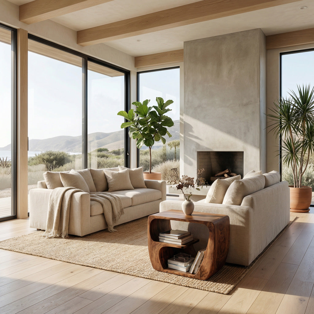 Quiet Luxury Solid Wood Side Table With Curved Design And Open Storage For Living Room