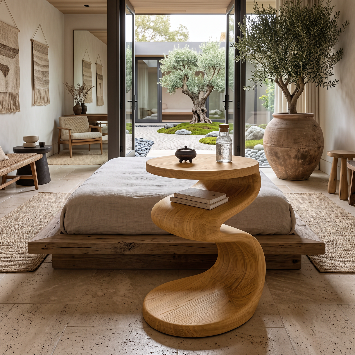 Modern Wave Side Table For Living Room Or Bedroom