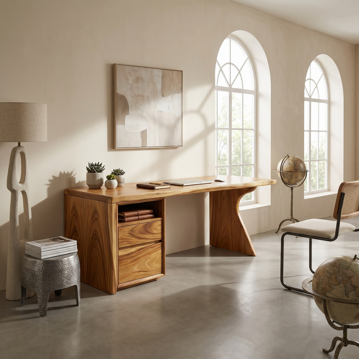 Contemporary Laptop Desk With Side Storage For City Apartment Office
