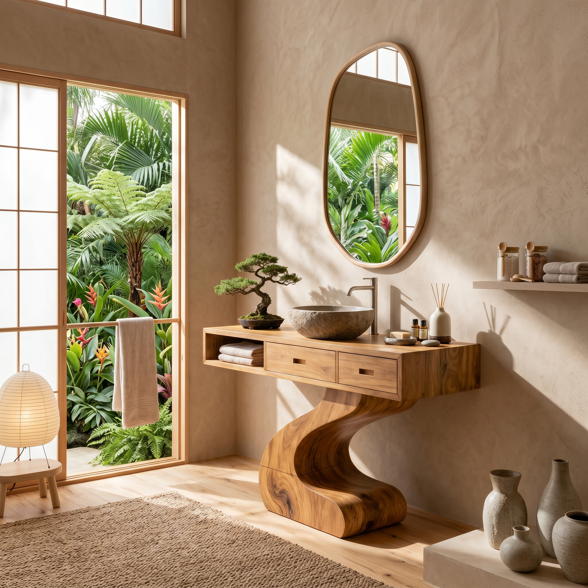 Contemporary Sculpted Vanity For Modern Bathroom Interior