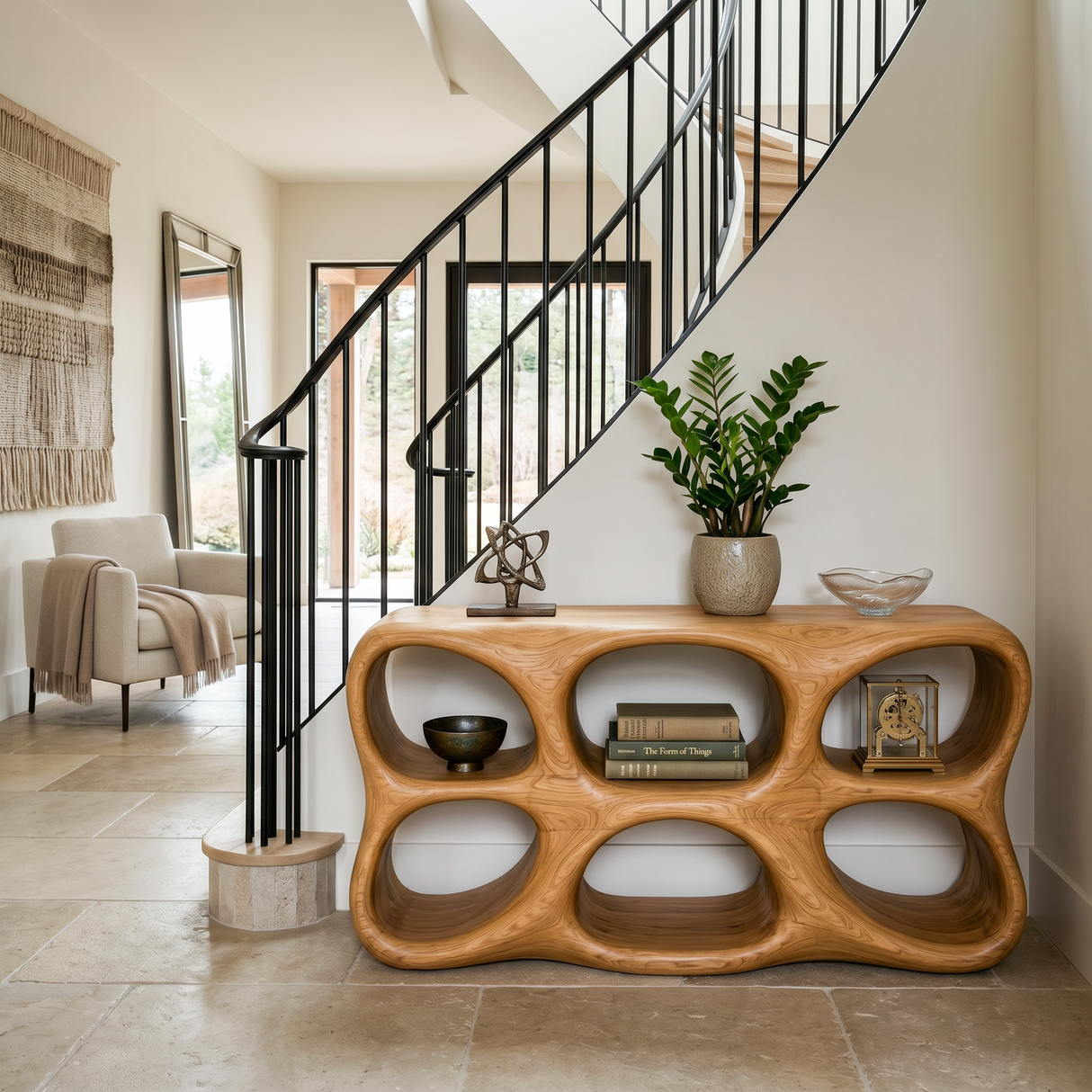 Organic Sculptural Console Table For Designer Entryway