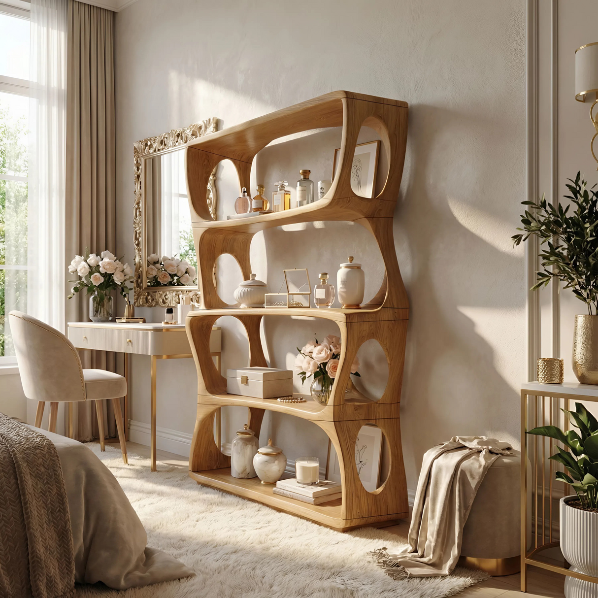Minimalist Artistic Bookshelf Storage Organizer For Bedroom Space