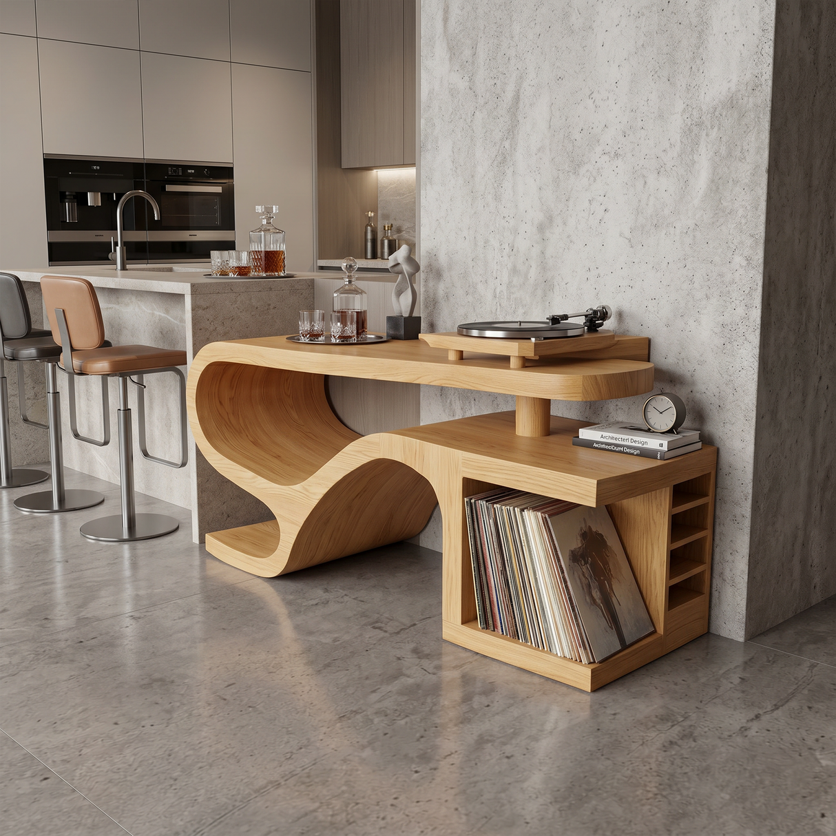 Minimalist Organic Record Player Stand Modern Loft