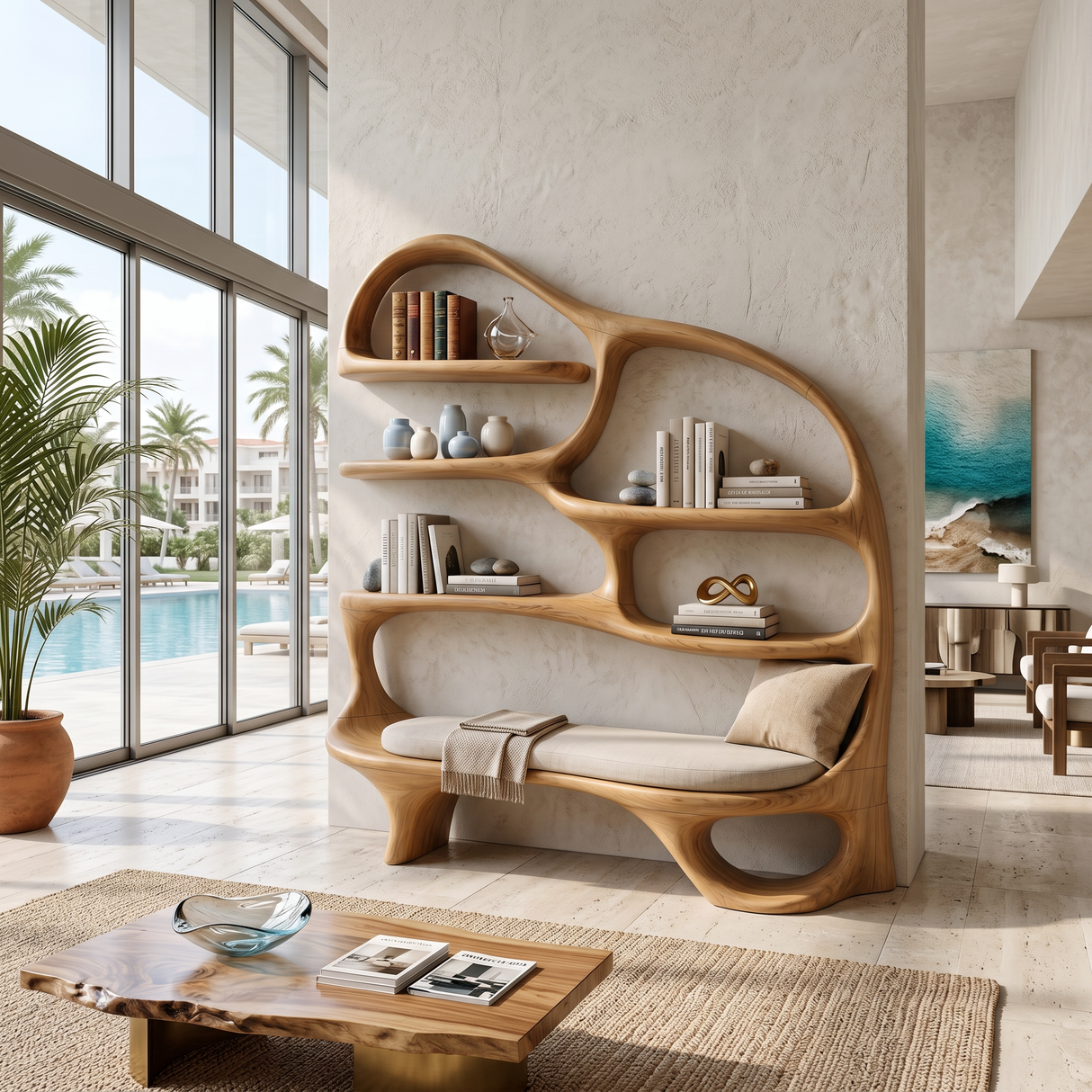 Modern Reading Nook Bookcase For Contemporary Living Room