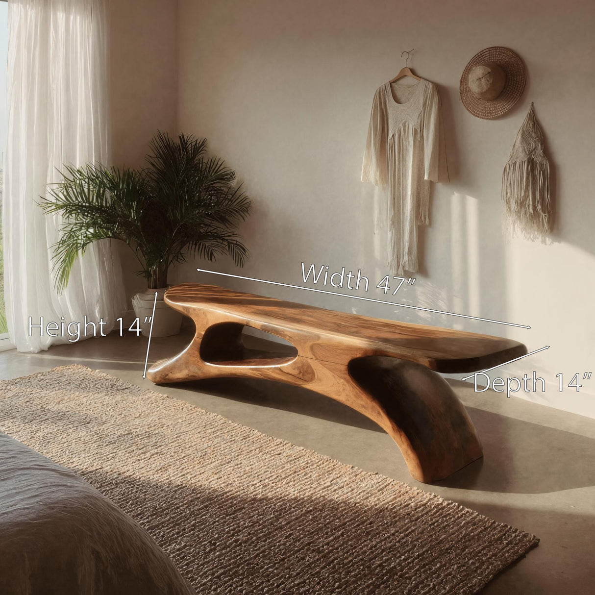 Modern Sculptural Bench For Bedroom Or Living Room