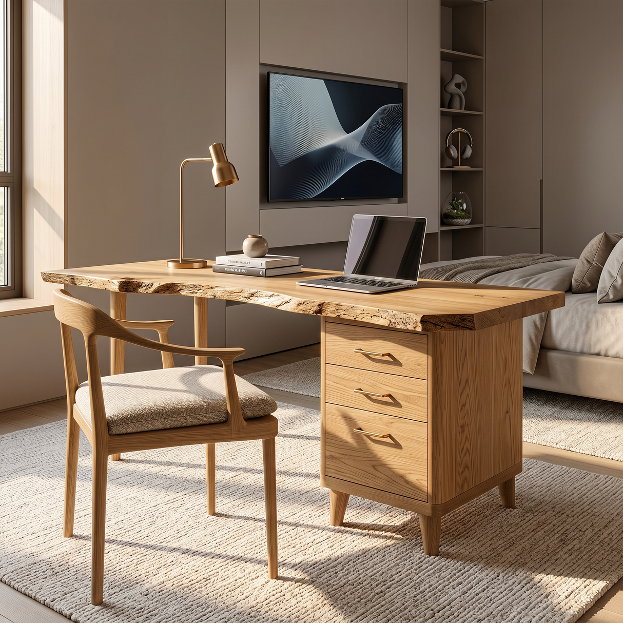 Urban Writing Desk With Drawer Storage For Apartment Office