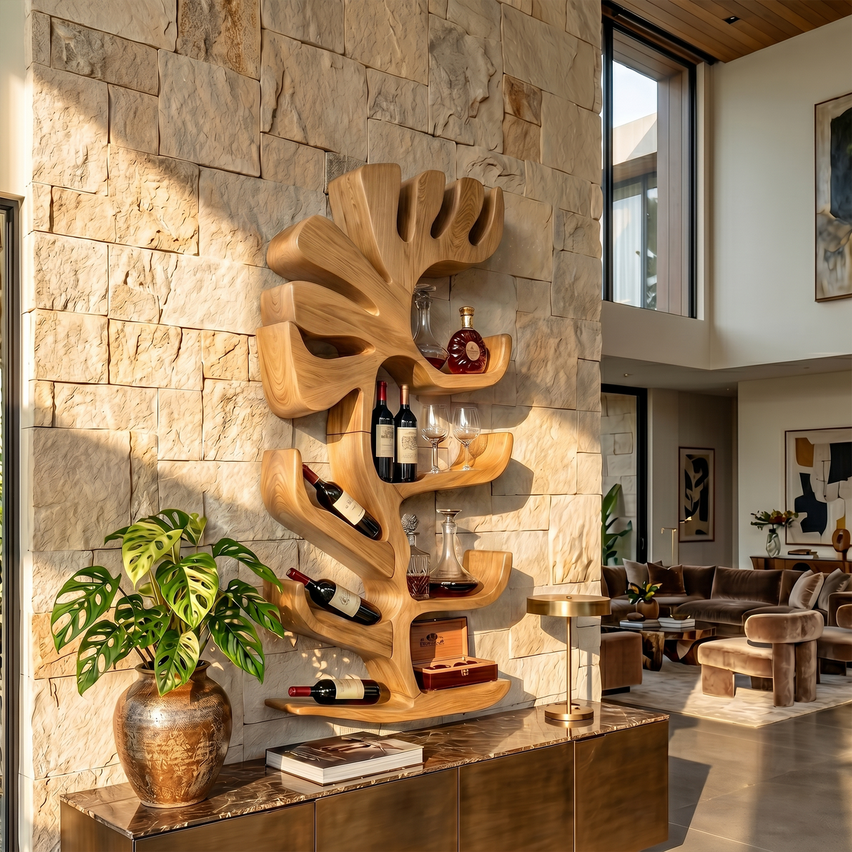 Farmhouse Wall Wine Rack For Apartment Bar Display Feature