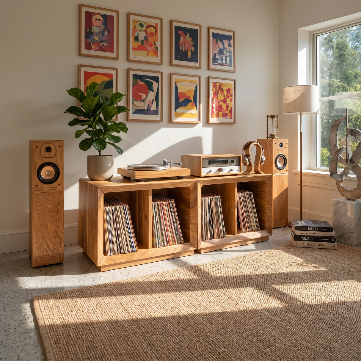 Contemporary Modular Vinyl Storage Cabinet Audiophile Lounge