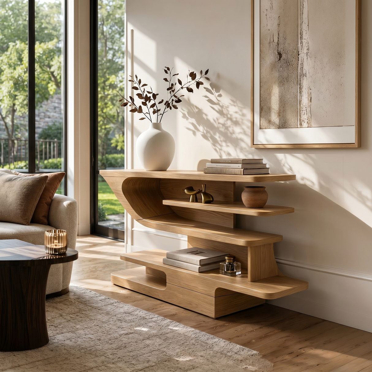Modern Open Shelf Console Table Luxury Living Room