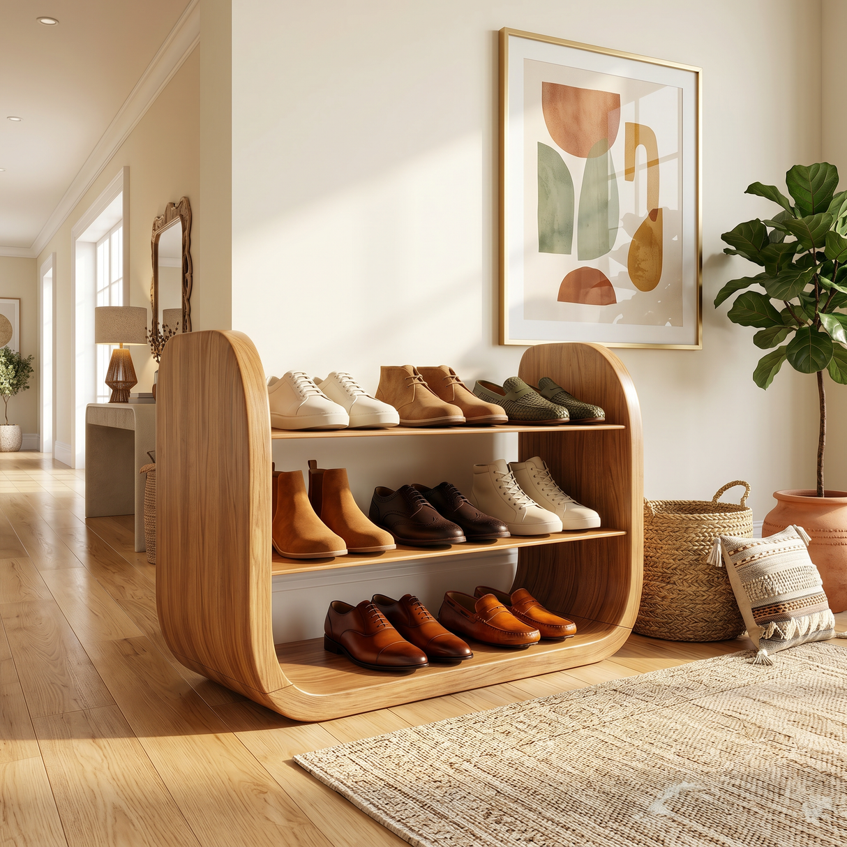 Japandi Vertical Shoe Storage Rack For Entryway Nook Placement