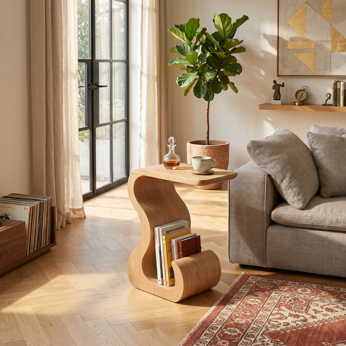 Minimalist Open Base Side Table For Bedroom Corner Space