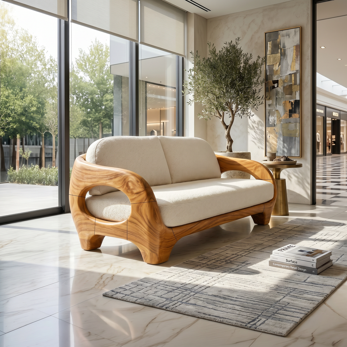 Sculptural Organic Wood Sofa For Contemporary Villa Lounge