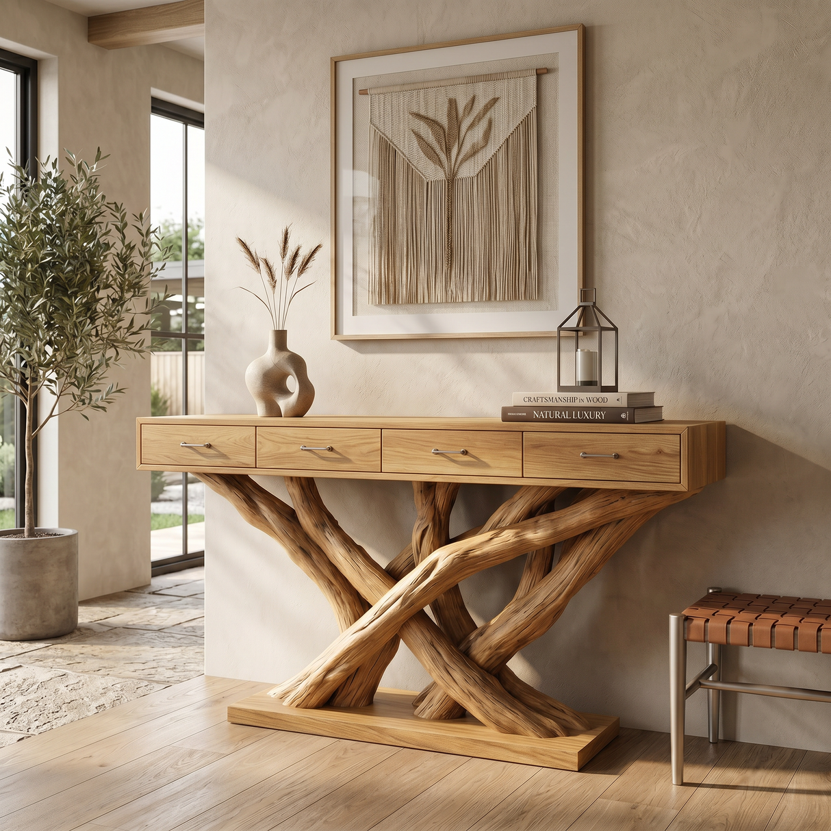 Organic Modern Twisted Root Console Table Luxury Entryway