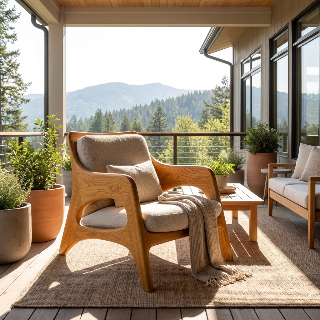 Organic Natural Wood Chair For Home Balcony