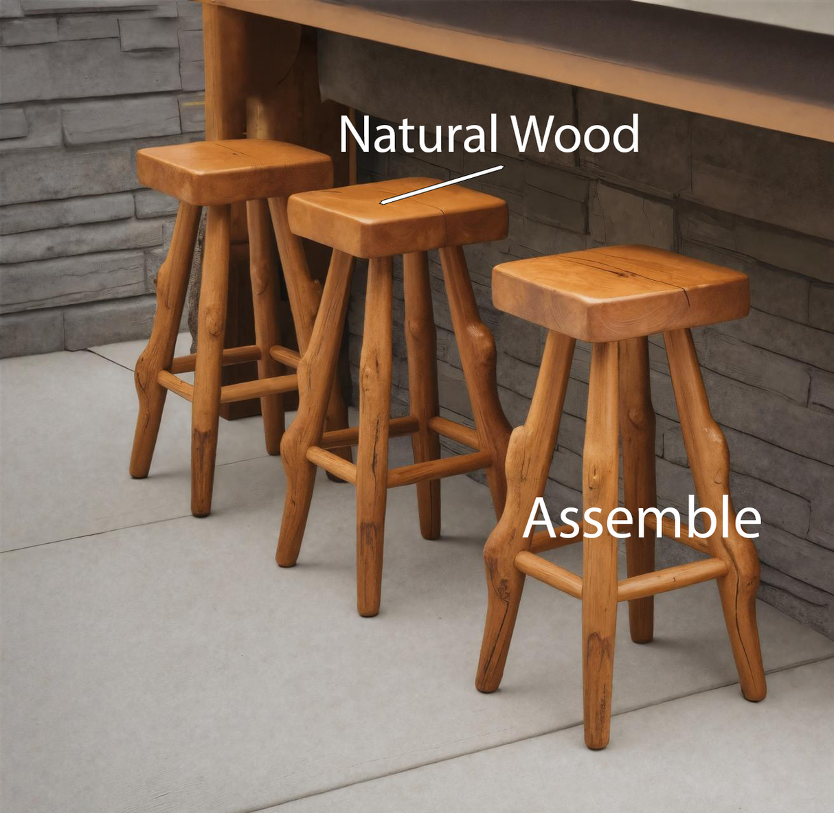 Rustic Handcrafted Bar Stools For Kitchen Or Patio Bar