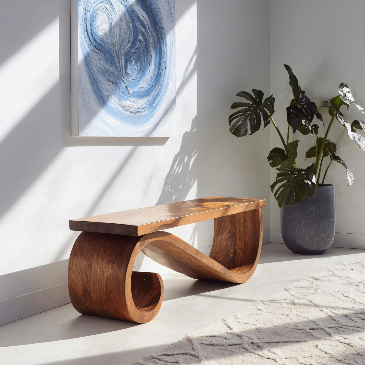 Organic Sculptural Bench For Entryway Or Living Room