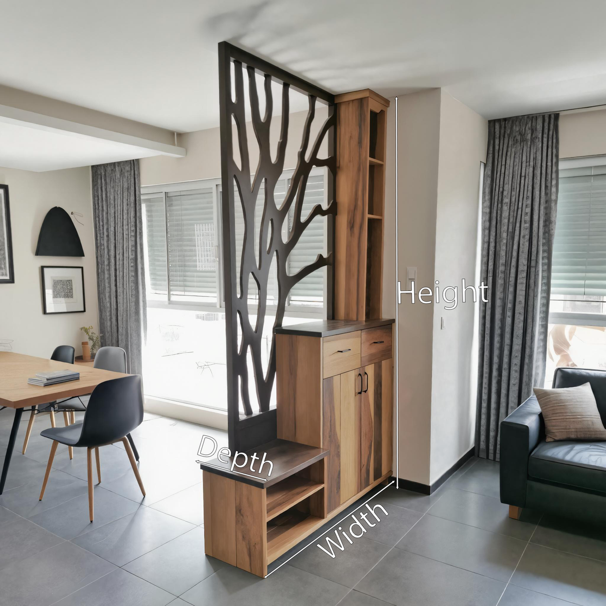 Modern Tree Pattern Divider Cabinet For Living Room