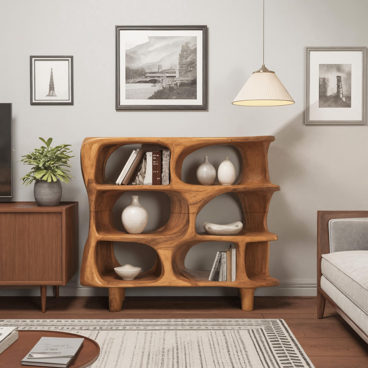 Modern Organic Sculptural Bookshelf For Living Room Or Office