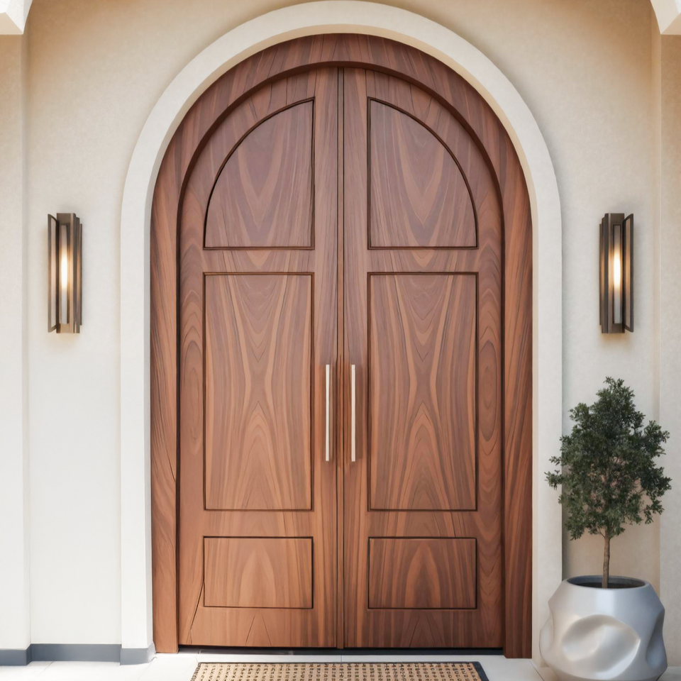 Rustic Arched Double Front Door For Villa Or Farmhouse