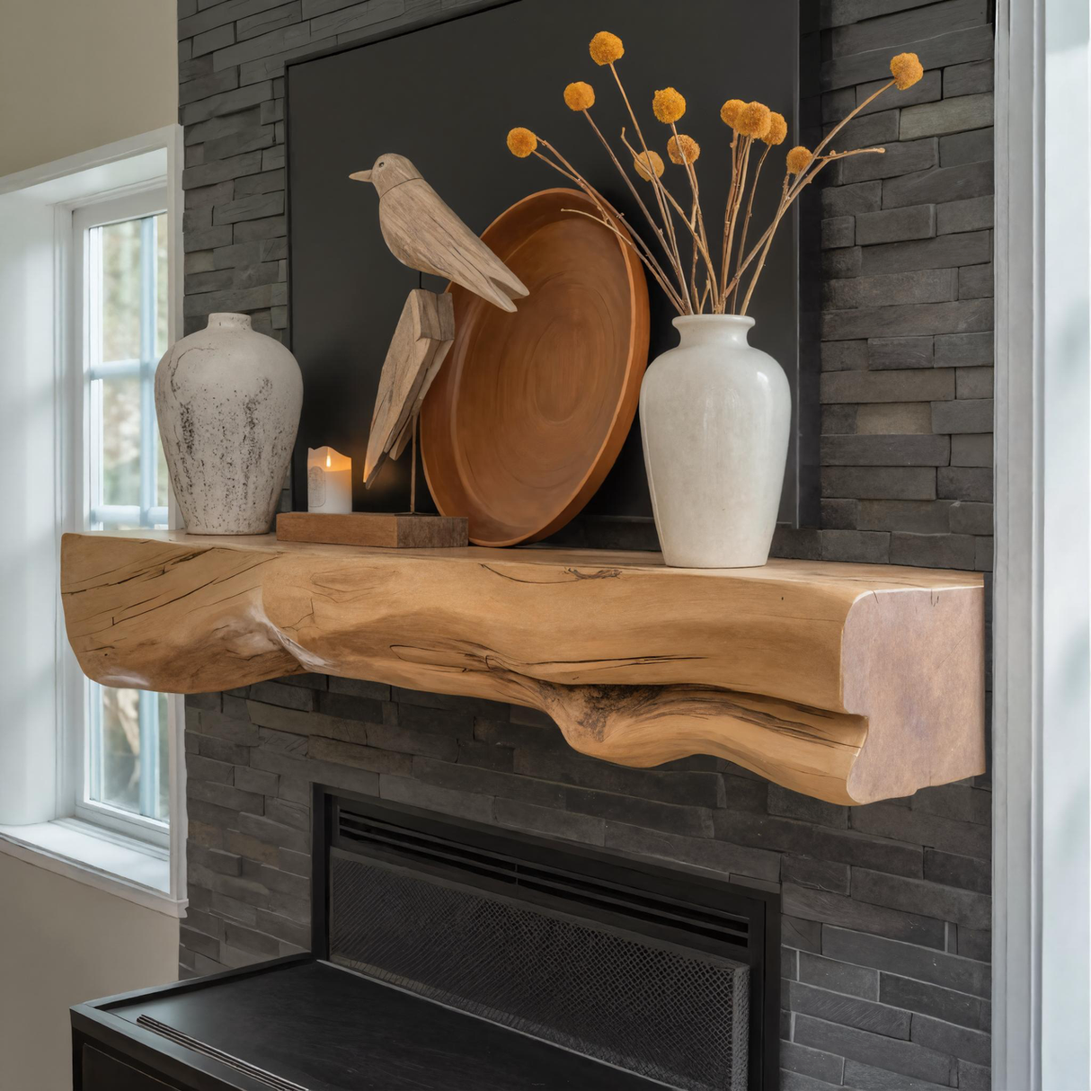 Natural Mantel Shelf For Fireplace Or Entryway