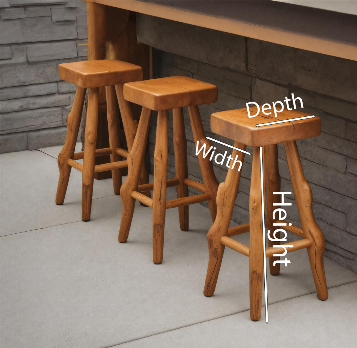 Rustic Handcrafted Bar Stools For Kitchen Or Patio Bar
