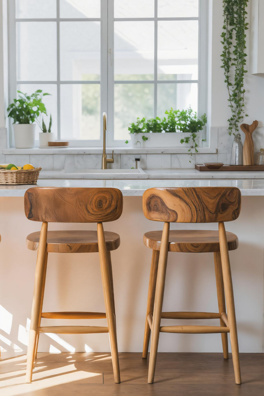 Mid Century Bar Stools With Backrest For Kitchen Or Dining Room
