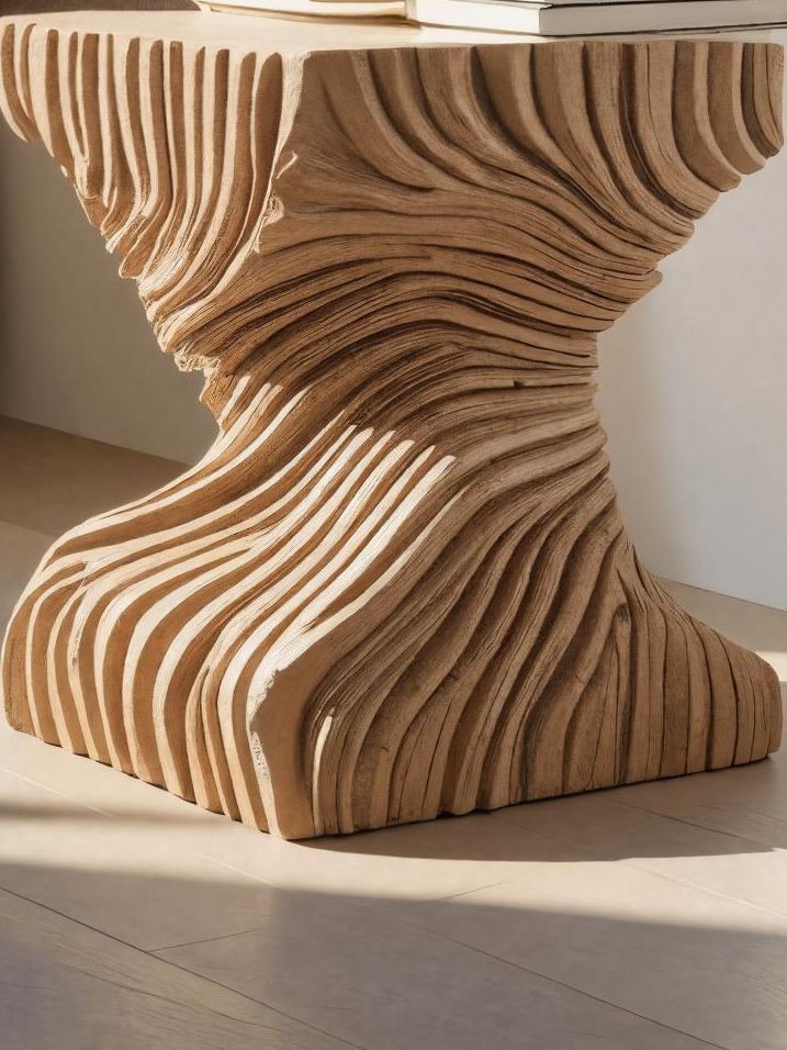 Modern Carved Side Table For Bedroom Or Living Room