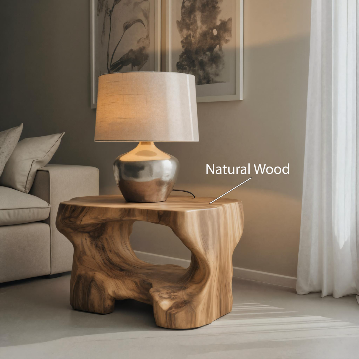 Organic Modern Side Table For Living Room Or Bedroom