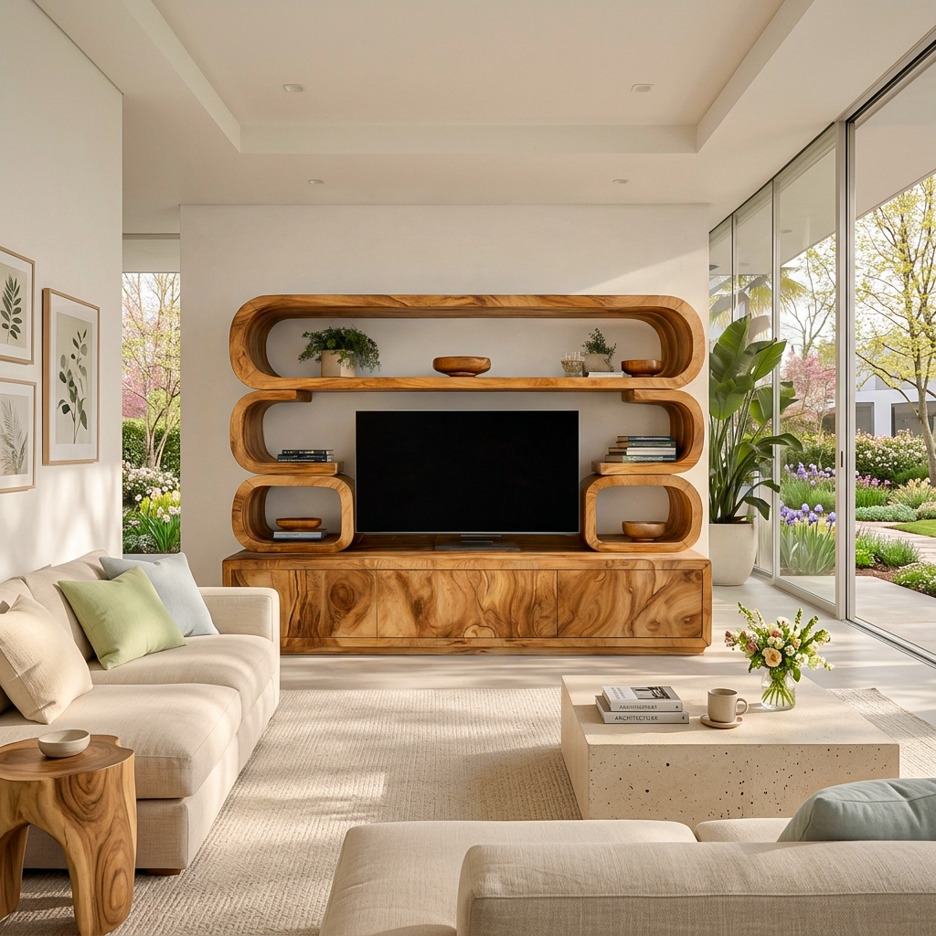Contemporary Wooden TV Cabinet For Home Living Space