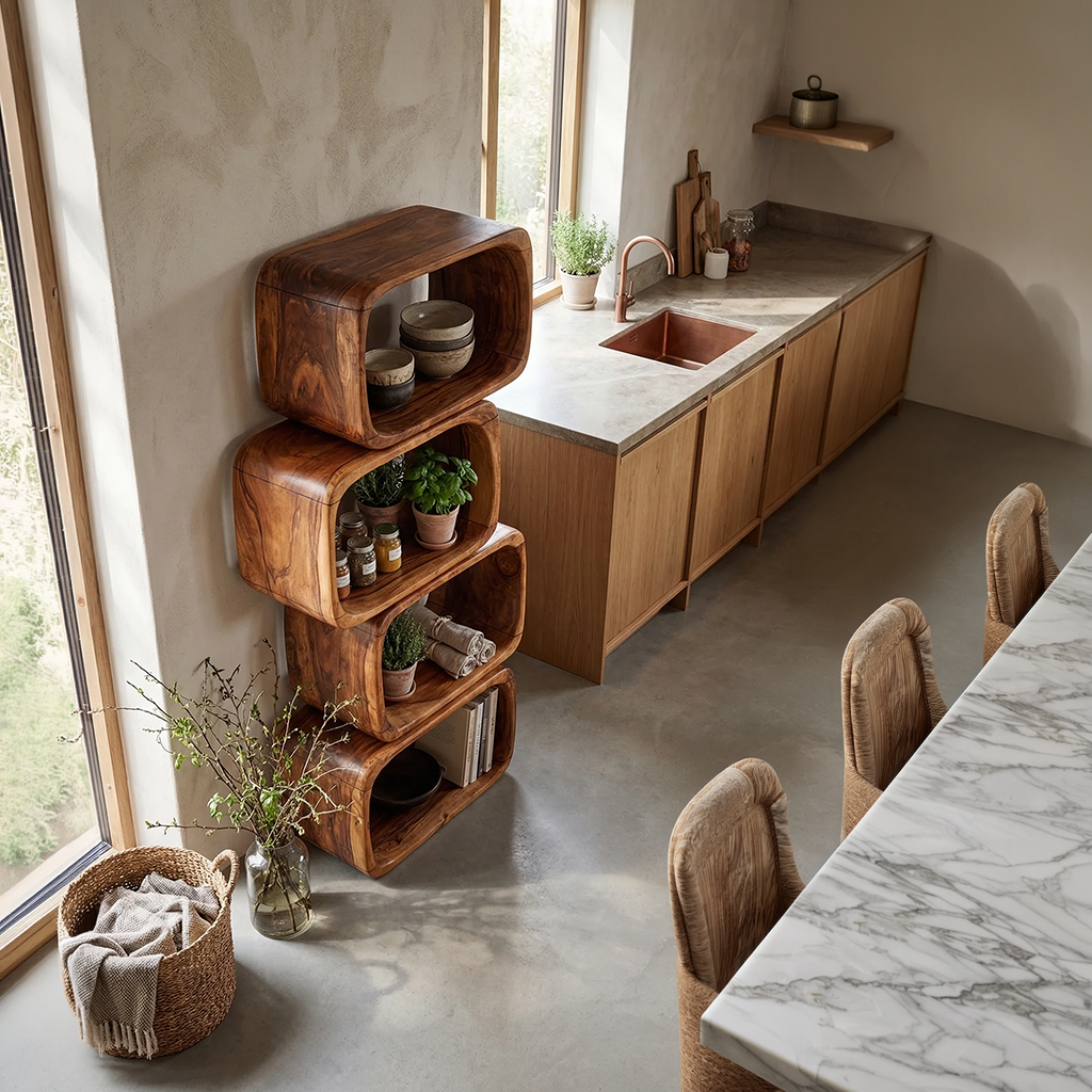 Modern Natural Wood Bookshelf For Home Living Decor