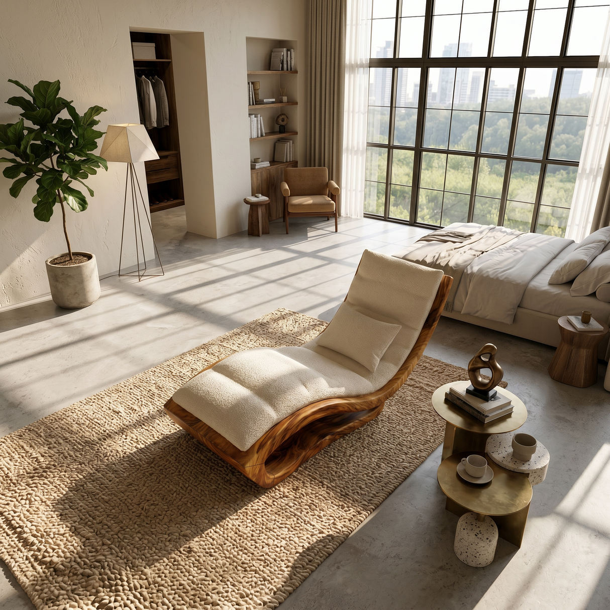 Organic Modern Wooden Daybed Minimalist Luxury Interior Design