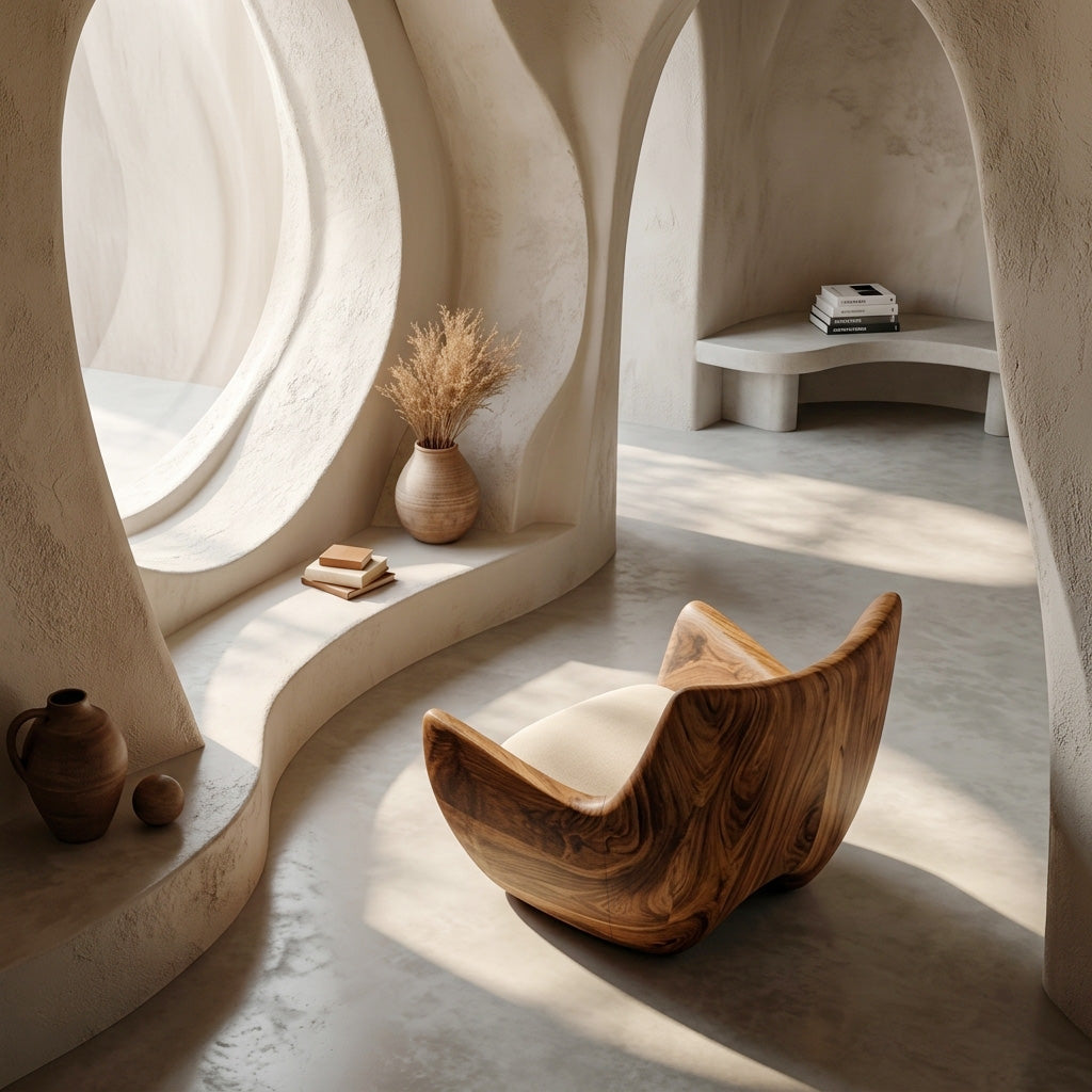Organic Natural Wood Chair For Living Room