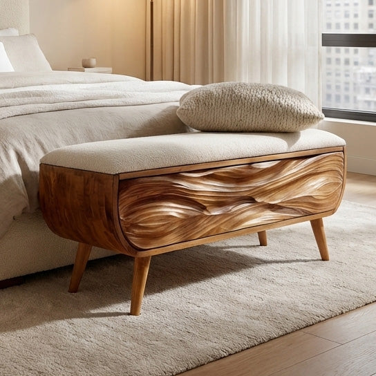 Mid Century Storage Bench For Living Or Entryway