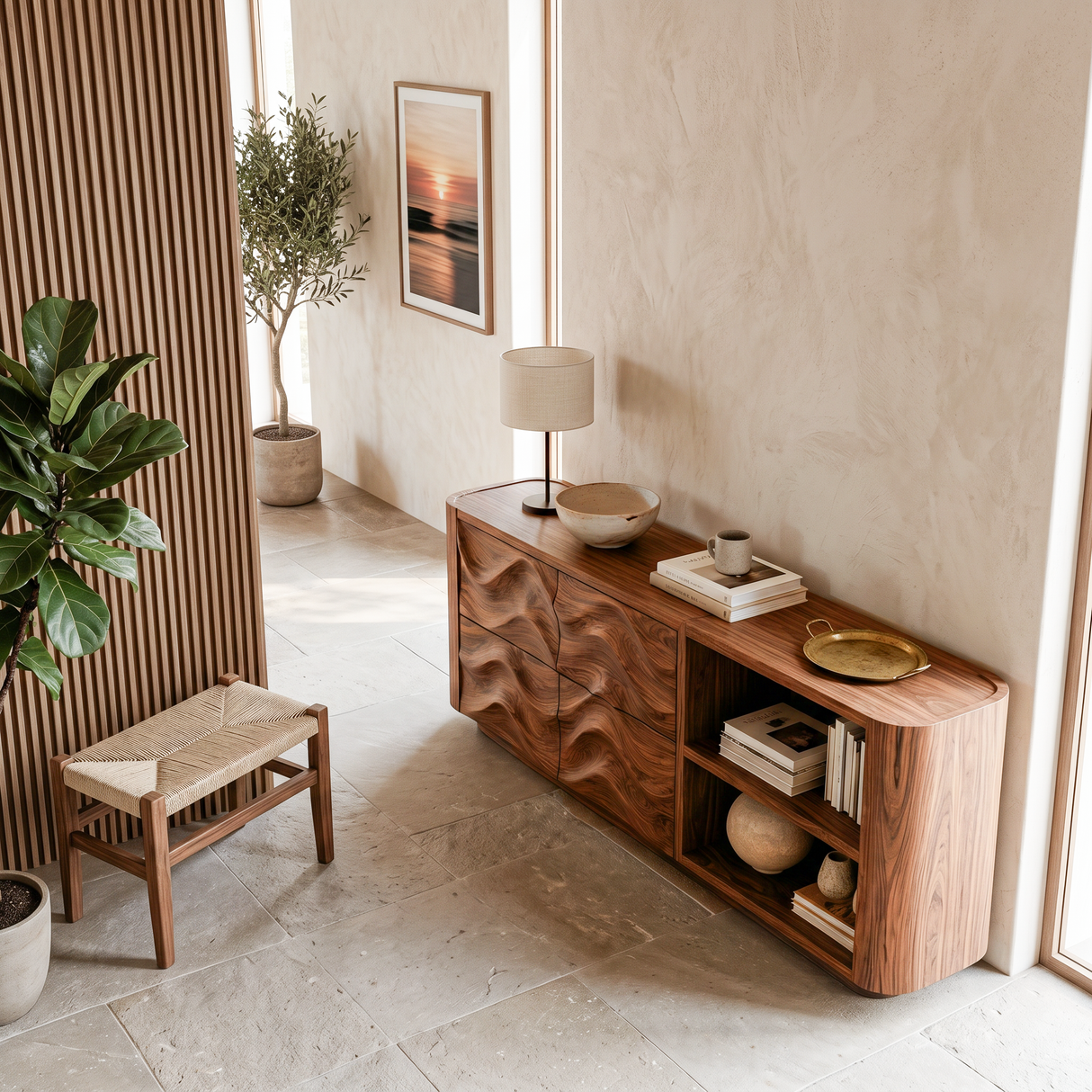 Rustic Natural Wood Console Table For Hallway Entryway