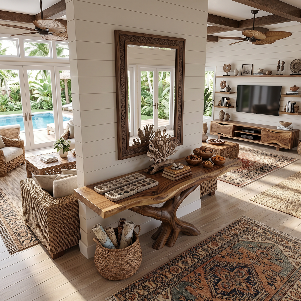 Organic Coral Base Console Table Luxury Beach House