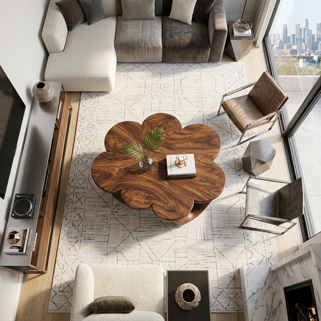 Modern Flower Shaped Coffee Table For Designer Living Room