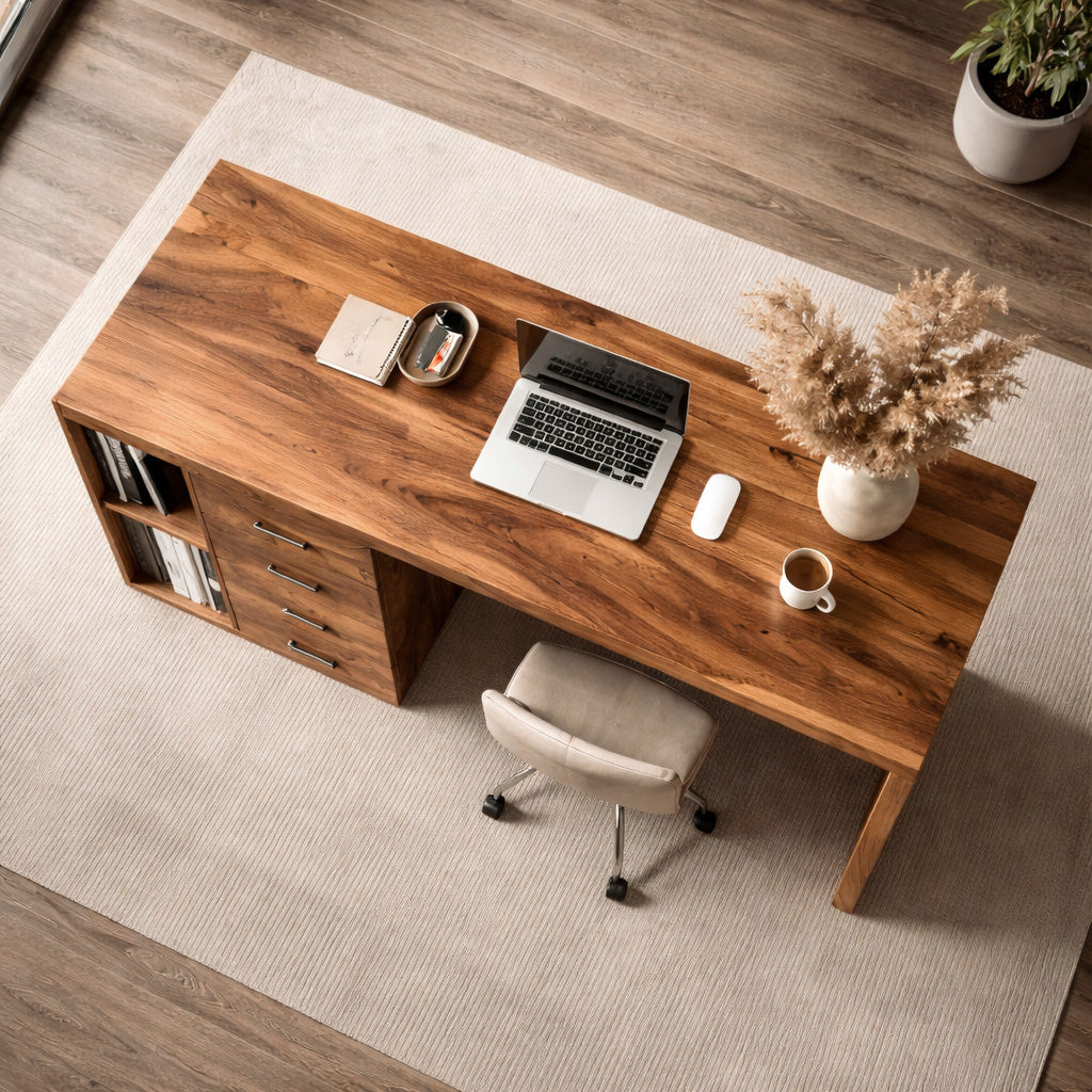 Quiet Luxury Wooden Desk With Storage For Home Office