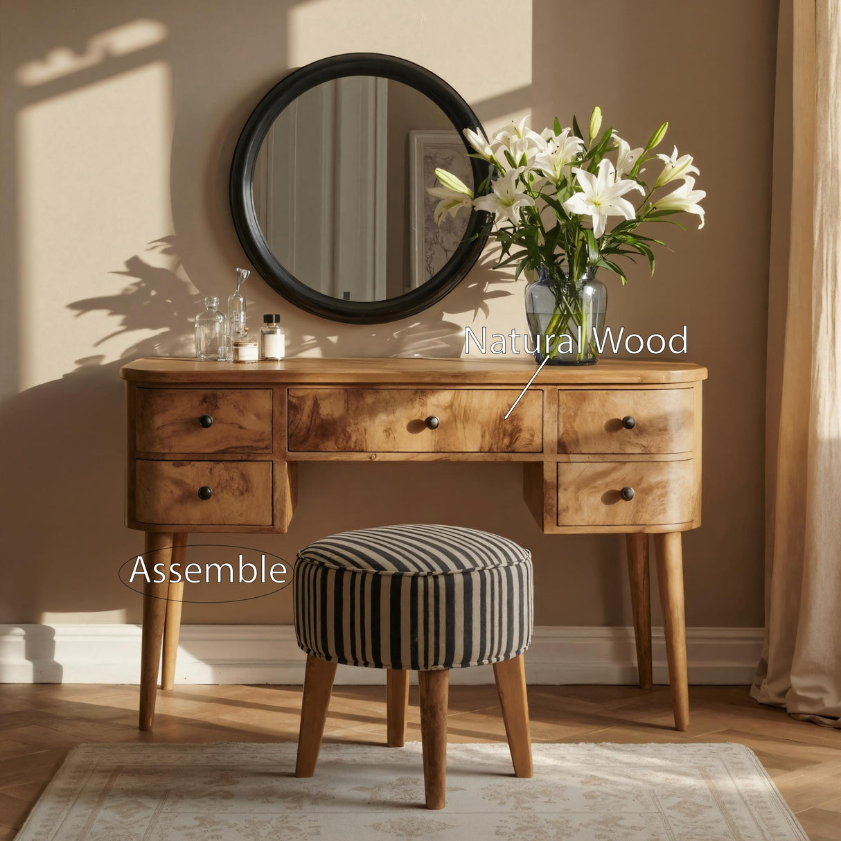 Handmade Vanity Table With Drawers For Bedroom