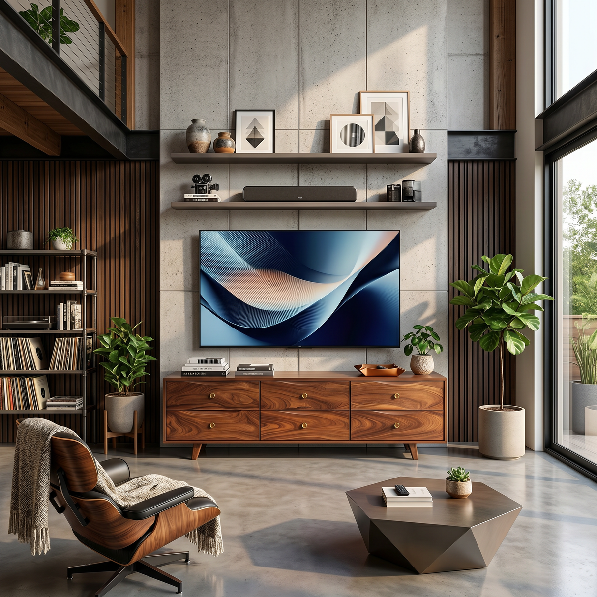 Mid Century Curved TV Cabinet For Living Space