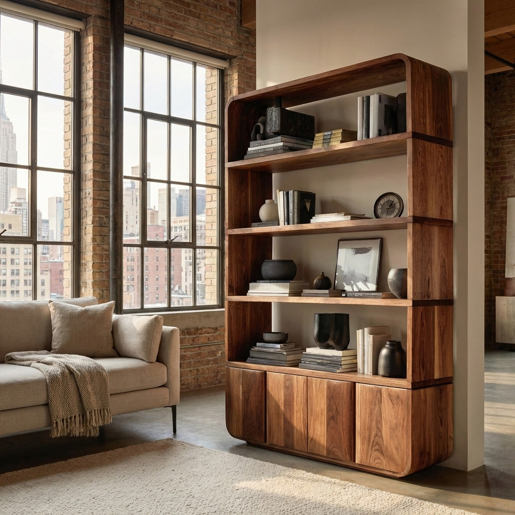 Elegant Natural Wood Bookcase For Modern Home