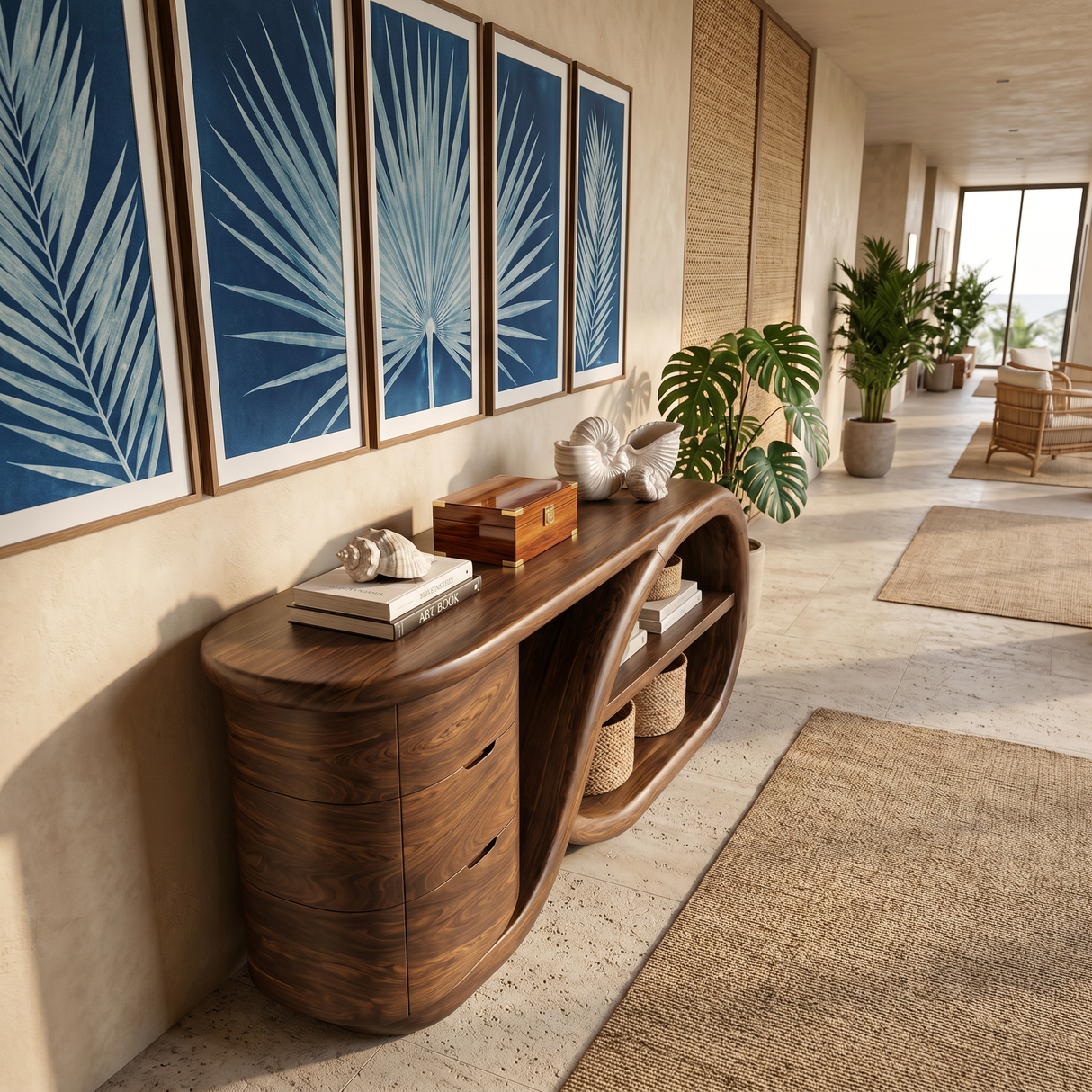 Modern Cross Base Console Table Luxury Hallway