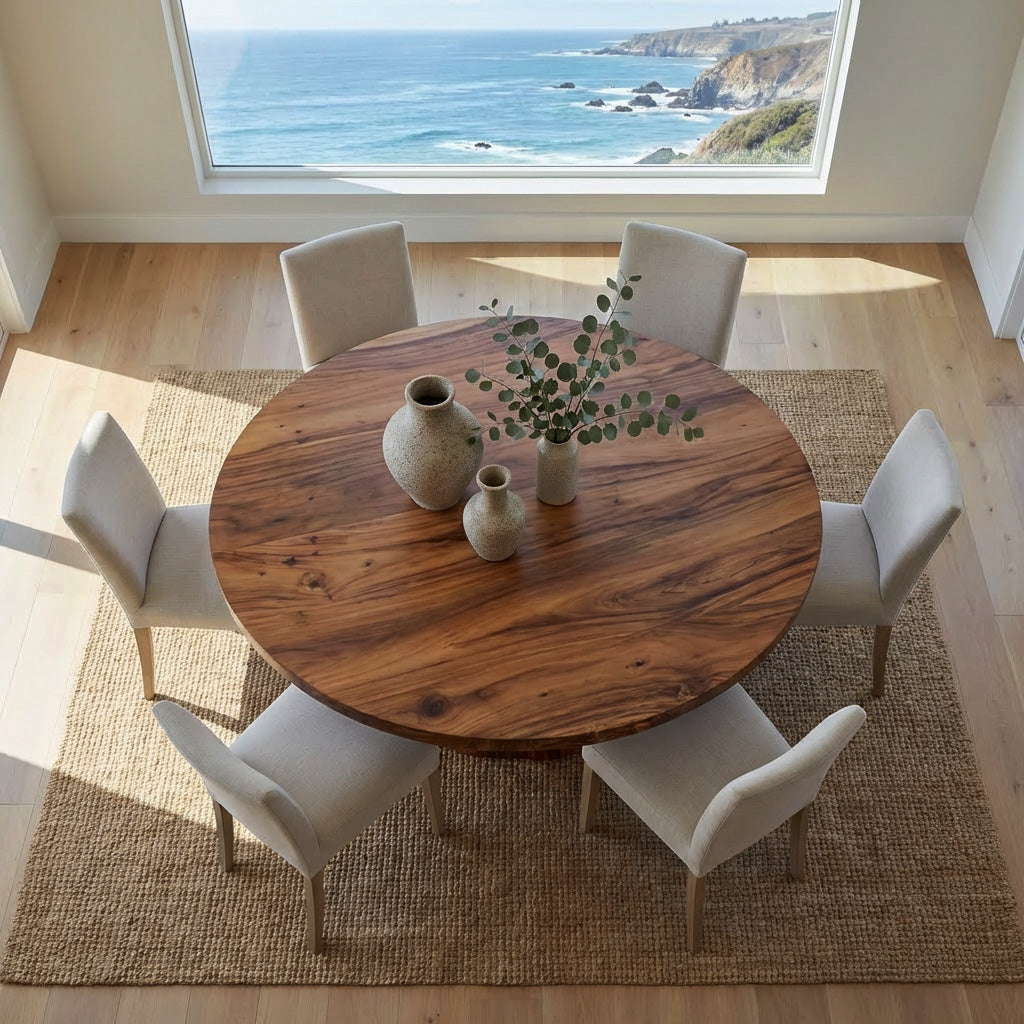 Farmhouse Round Wooden Dining Table For Dining Room