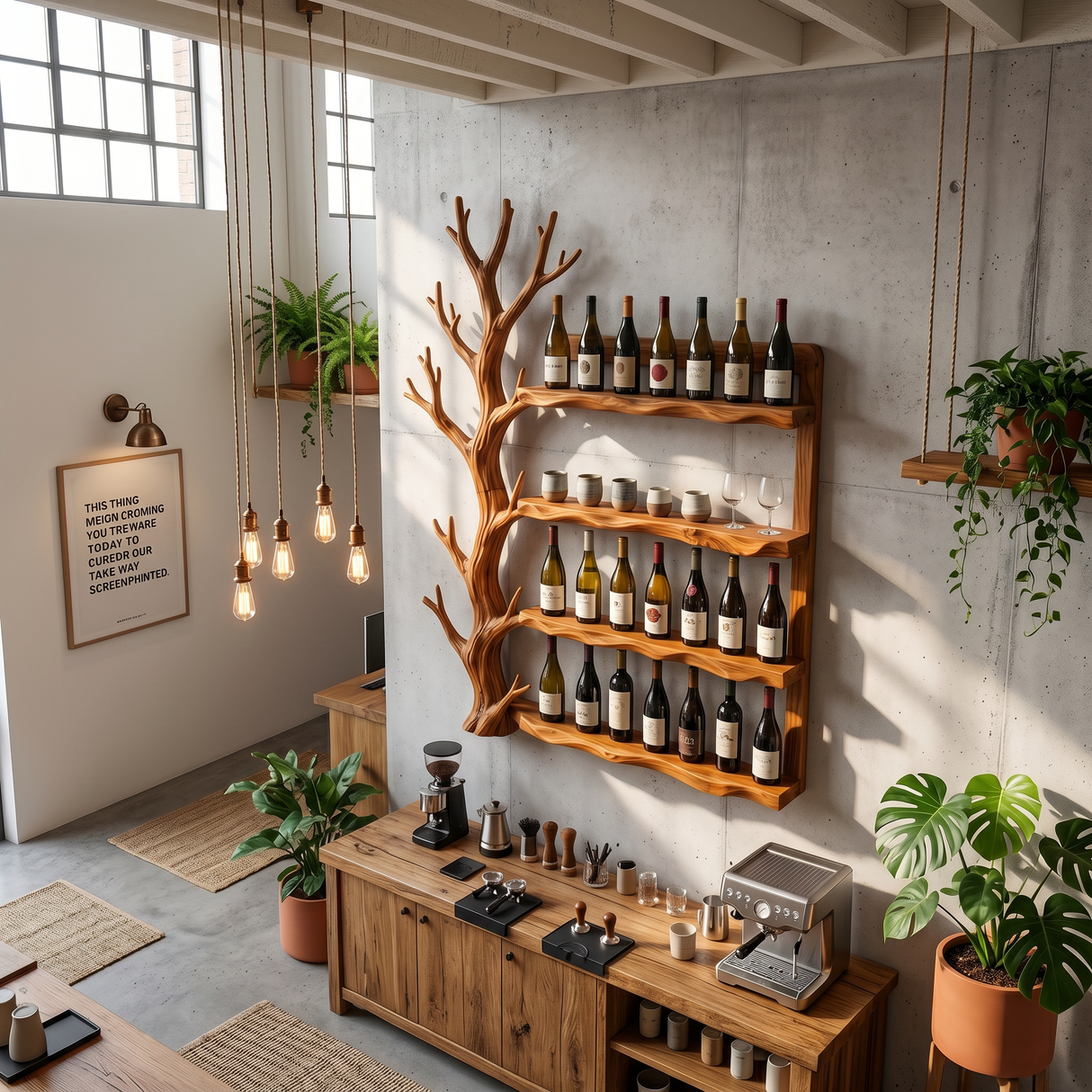 Handcrafted Japandi Wine Glass Holder For Kitchen Wall
