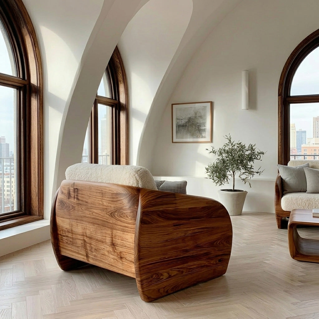 Modern Organic Natural Wood Chair For Cozy Living Room