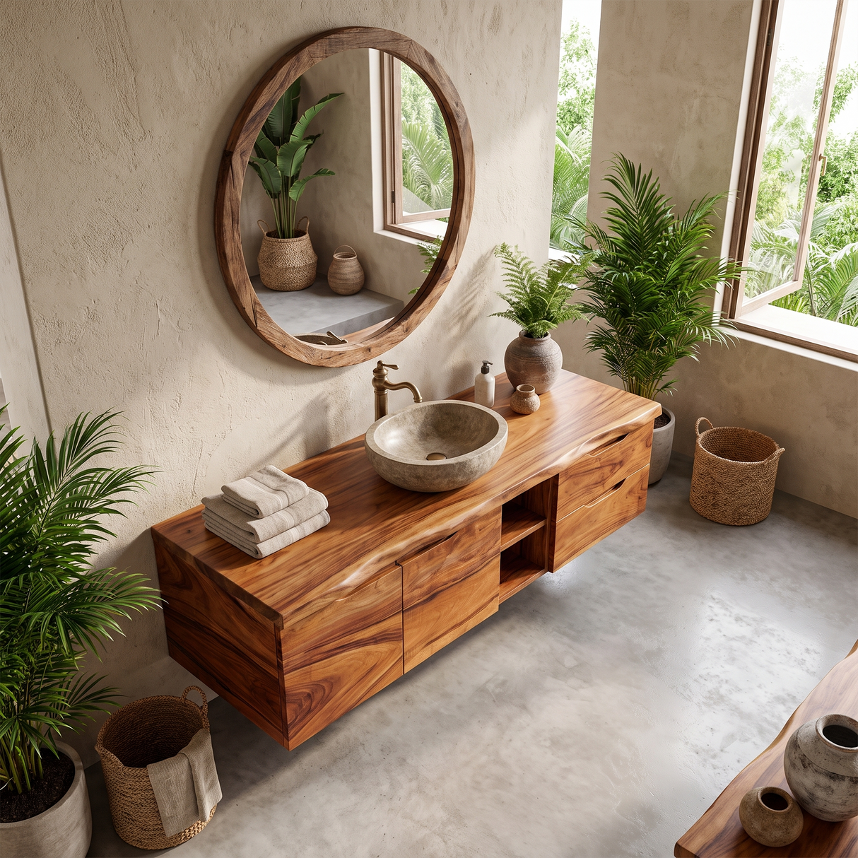 Organic Modern Washstand Contemporary Bathroom Interior