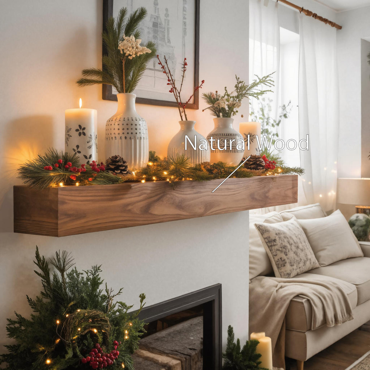 Rustic Fireplace Mantel Shelf For Living Room Or Holiday
